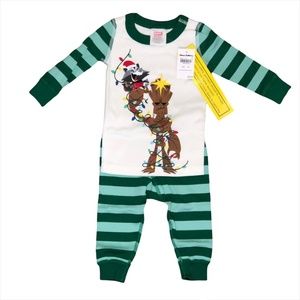 Hanna Anderson MARVEL Groot Stripe Holiday 2-Piece Pjs 3-6 Months (60cm)